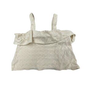 Madewell Tank Top Size M Cotton Cream Chevron Knit Ruffled Sleeveless Pullover